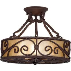 John Timberland Natural Mica Rustic Ceiling Light Semi Flush Mount Fixture 15" Wide Deep Walnut Scroll 3-Light Drum Shade For Bedroom Living Room Home 12 John Timberland Natural Mica Rustic Ceiling Light Semi Flush Mount Fixture 15" Wide Deep Walnut Scroll 3-Light Drum Shade For Bedroom Living Room Home -John Timberland GUEST be0b88f4 ad37 4755 b986 df767523fdb2