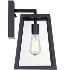 John Timberland Arrington Industrial Outdoor Wall Light Sconces Set Of 2 Mystic Black Hardwire 8" Fixture Clear Glass For Bedroom Bathroom Vanity Home -John Timberland GUEST be95dba4 7c83 4c93 94ca 2ee59ed333db