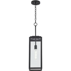 John Timberland Modern Outdoor Hanging Light Fixture Mystic Black 27 1/4" Clear Glass Panel For Exterior Barn Deck House Porch Patio Outside Garage -John Timberland GUEST bec14b49 3159 42bc b83f f02e93f3d6b9