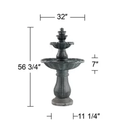 John Timberland Hampton Rustic 4 Tier Cascading Outdoor Floor Water Fountain With LED Light 56 3/4" For Yard Garden Patio Deck Porch Exterior Balcony -John Timberland GUEST bf3e943b 3dea 49a0 8604 f2810e8dcf3a