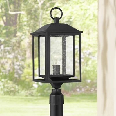 John Timberland Califa Modern Outdoor Post Light Black Metal Cage 21 3/4" Clear Seedy Glass For Exterior Barn Deck House Porch Yard Patio Home Outside 3 John Timberland Califa Modern Outdoor Post Light Black Metal Cage 21 3/4" Clear Seedy Glass For Exterior Barn Deck House Porch Yard Patio Home Outside