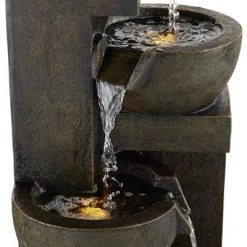 John Timberland Outdoor Floor Water Fountain With Light LED 41 1/2" High Cascading Bowls For Yard Garden Patio Deck Home -John Timberland GUEST c2d2a8bb 36ea 4de5 96cf ba307764a14a