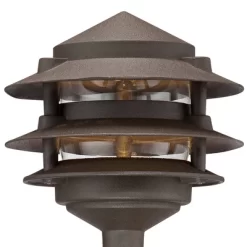John Timberland Three-Tier Pagoda 11" High Bronze LED Path Lights Set Of 2