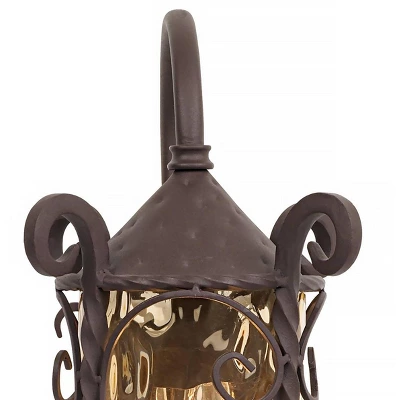 John Timberland Casa Seville Vintage Rustic Outdoor Wall Light Fixture Dark Walnut Scroll 18 1/2" Champagne Hammered Glass For Post Exterior Barn Deck 5 John Timberland Casa Seville Vintage Rustic Outdoor Wall Light Fixture Dark Walnut Scroll 18 1/2" Champagne Hammered Glass For Post Exterior Barn Deck - Image 3