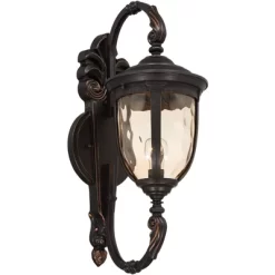 John Timberland Bellagio Vintage Rustic Outdoor Wall Light Fixture Veranda Bronze 26" Amber Hammered Glass For Post Exterior Barn Deck House Porch -John Timberland GUEST c362cdb6 4490 48f8 8198 aa4a4ca3ff68