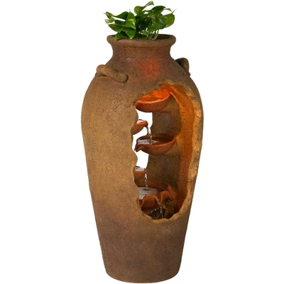 John Timberland Cascade Rustic Asian Planter Urn Outdoor Floor Water Fountain With LED Light 33" For Yard Garden Patio Home Deck Porch Exterior House 5 John Timberland Cascade Rustic Asian Planter Urn Outdoor Floor Water Fountain With LED Light 33" For Yard Garden Patio Home Deck Porch Exterior House - Image 4