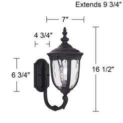 John Timberland Bellagio Vintage Rustic Outdoor Wall Light Fixture Texturized Black Upbridge 16 1/2" Clear Hammered Glass For Post Exterior Barn Deck -John Timberland GUEST c481063b 9367 41f3 b8cd 5ca25cf72a8f