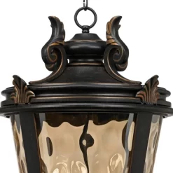 John Timberland Casa Marseille Vintage Rustic Outdoor Hanging Light Veranda Bronze 30" Champagne Hammered Glass Damp Rated For Post Exterior Barn -John Timberland GUEST c63921b7 524e 476c 95dd 3a8526565fcd