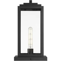 John Timberland Modern Outdoor Pier Mount Light Matte Black 17" Clear Glass Shade For Post Exterior Barn Deck House Porch Yard -John Timberland GUEST c711a48b 3bf5 4875 a628 63f1bd8b7338