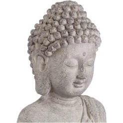 John Timberland Standing Buddha Statue Sculpture Zen Garden Decor Indoor Outdoor Front Porch Patio Yard Outside Home Balcony Gray Faux Stone 32" Tall -John Timberland GUEST c83ebf27 f101 4114 8fe3 226af93e7111