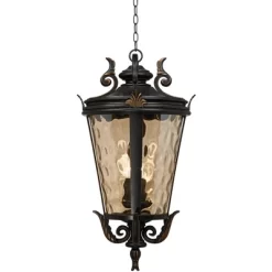 John Timberland Casa Marseille Vintage Rustic Outdoor Hanging Light Veranda Bronze 30" Champagne Hammered Glass Damp Rated For Post Exterior Barn -John Timberland GUEST c8f9ad56 df61 4d15 88b0 441b18624572