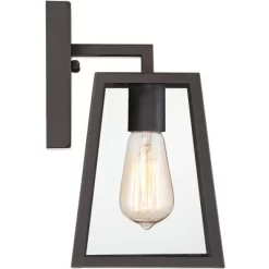John Timberland Arrington Modern Outdoor Wall Lights Fixtures Set Of 2 Mystic Black 10 3/4" Clear Glass For Exterior Barn Deck House Porch Yard Patio -John Timberland GUEST c9ae21bc 0e25 40c1 a370 b9c208320a9e