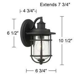 John Timberland Markham Modern Nautical Outdoor Wall Light Fixtures Set Of 2 Textured Black 10 1/2" Clear Seedy Glass For Post Exterior Barn Deck Home -John Timberland GUEST ca3e4d3b b348 439e ac1c ca6282bdde1c