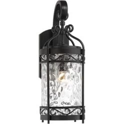 John Timberland Paseo Outdoor Vintage Wall Light Fixture Matte Black 19" Clear Hammered Glass For Post Exterior Barn Deck House Porch Yard Posts Patio -John Timberland GUEST ca6de339 a795 4231 b424 3908797b5ea2