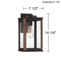 John Timberland Wordsworth Field Rustic Farmhouse Outdoor Wall Light Fixture Dark Bronze Wood Grain 14 1/4" Clear Glass Panels For Post Exterior Deck -John Timberland GUEST cb14a287 2363 4997 b3e0 88eea91b6221