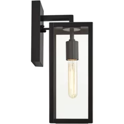 John Timberland Modern Outdoor Wall Light Fixture Mystic Black 14 1/4" Clear Glass Panel For Exterior Barn Deck House Porch Yard Patio Outside Garage -John Timberland GUEST cb7992f8 064e 41c2 956c b88f14840c53