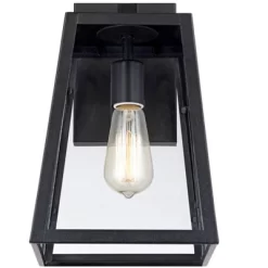 John Timberland Arrington Industrial Outdoor Wall Light Sconces Set Of 2 Mystic Black Hardwire 8" Fixture Clear Glass For Bedroom Bathroom Vanity Home -John Timberland GUEST cc737b04 cbbe 4db4 832c b0aafe5180ad