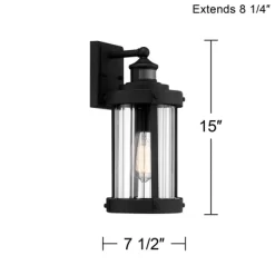 John Timberland Stan Industrial Outdoor Wall Light Fixtures Set Of 2 Textured Black Motion Sensor 15" Clear Glass For Exterior Barn -John Timberland GUEST cccac926 acfd 415e 8d3d 3cda59ed19f6