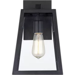 John Timberland Arrington Industrial Outdoor Wall Light Sconces Set Of 2 Mystic Black Hardwire 8" Fixture Clear Glass For Bedroom Bathroom Vanity Home -John Timberland GUEST cd8c3ca5 af66 4830 8a1a f47ff5fe088d