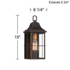 John Timberland Sunderland Rustic Mission Outdoor Wall Light Fixture Black Gold 15" Clear Glass For Post Exterior Barn Deck House Porch Yard Patio -John Timberland GUEST ce65f252 4d5c 41f6 ab9f c60dedd79623