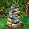 John Timberland Frog And Four Lily Pad Rustic Cascading Outdoor Floor Water Fountain With LED Light 21" For Yard Garden Patio Home Deck Porch Exterior -John Timberland GUEST cf994e67 b2c7 441a 843e 4545410b8769
