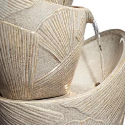 John Timberland Three Urn With Leaves Rustic Cascading Outdoor Floor Water Fountain With LED Light 30" For Yard Garden Patio Home Deck Porch Exterior -John Timberland GUEST cfac5f37 0c33 4846 b622 210c9adb85e6