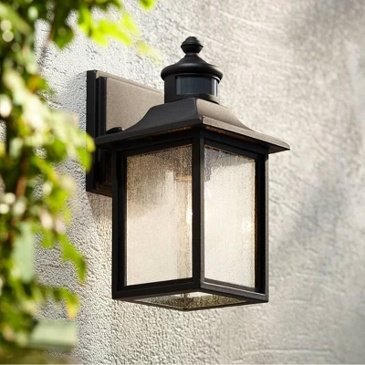 John Timberland Moray Bay Mission Outdoor Wall Light Fixture Black Motion Sensor Dusk To Dawn 11 1/2" Seedy Glass For Post Exterior Barn Deck House 3 John Timberland Moray Bay Mission Outdoor Wall Light Fixture Black Motion Sensor Dusk To Dawn 11 1/2" Seedy Glass For Post Exterior Barn Deck House