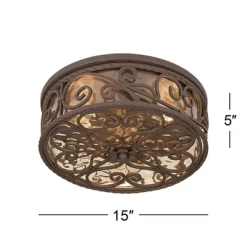 John Timberland Casa Seville Rustic Farmhouse Flush Mount Outdoor Ceiling Light Fixture Dark Walnut 5" Champagne Water Glass For Post Exterior Barn -John Timberland GUEST d1f700b4 eb0a 4655 8c38 8386fe637e40