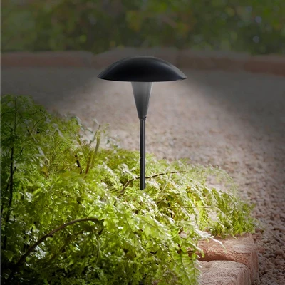 John Timberland Grant 18" High Black LED Mushroom Path Lights Set Of 2 4 John Timberland Grant 18" High Black LED Mushroom Path Lights Set Of 2 - Image 2