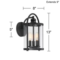 John Timberland Avani Modern Outdoor Wall Light Fixture Black Lantern 13" Clear Cylinder Glass For Post Exterior Barn Deck House Porch Yard Patio Home -John Timberland GUEST d2be4e0f a2a0 4462 9295 033ee28c20bb