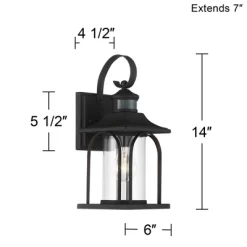 John Timberland Adaes Mission Outdoor Wall Light Fixture Textured Black Motion Sensor 14 1/4" Clear Glass For Post Exterior Barn Deck House Porch Yard -John Timberland GUEST d2c84cc2 b928 409c a2cd b6ac280c49a0