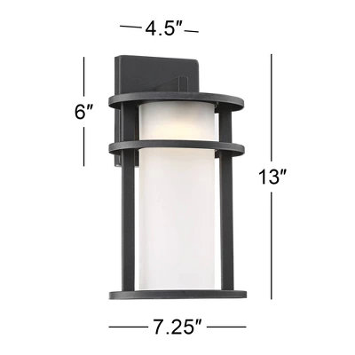 John Timberland Aline Modern Outdoor Wall Light Fixtures Set Of 2 Black Metal LED 13" White Frosted Glass For Post Exterior Barn Deck 8 John Timberland Aline Modern Outdoor Wall Light Fixtures Set Of 2 Black Metal LED 13" White Frosted Glass For Post Exterior Barn Deck - Image 6
