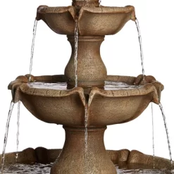 John Timberland Arosco Rustic 3 Tier Basin Outdoor Floor Water Fountain With LED Light 43" For Yard Garden Patio Home Deck Porch Exterior Balcony Roof -John Timberland GUEST d3c219fc 1431 4f5d bf3b bceff0771c0a