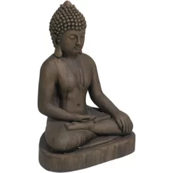 John Timberland Sitting Buddha Statue Sculpture Zen Decor Outdoor Garden Front Porch Patio Yard Outside Dark Sandstone Faux Stone Finish 29 1/2" High -John Timberland GUEST d6e46916 97f3 410e 8ab1 1feb6e4406d1