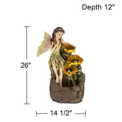 John Timberland Garden Fairy With Sunflowers Modern Cascading Outdoor Floor Water Fountain With LED Light 26" For Yard Garden Patio Home Deck Porch 15 John Timberland Garden Fairy With Sunflowers Modern Cascading Outdoor Floor Water Fountain With LED Light 26" For Yard Garden Patio Home Deck Porch -John Timberland GUEST d7e64152 be49 4228 aef0 e077d27413c4