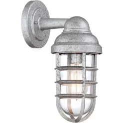 John Timberland Marlowe Industrial Outdoor Wall Lights Set Of 2 Galvanized Steel Cage Frame 13 1/4" Clear Glass For Post Exterior Barn Deck House Yard -John Timberland GUEST d940c33e a069 46ee 82eb 56c19bd5f3eb
