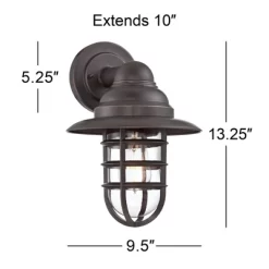 John Timberland Marlowe Industrial Outdoor Wall Light Fixture Galvanized Hooded Cage 13 1/4" Clear Glass For Post Exterior Barn Deck House Porch Yard -John Timberland GUEST daf0da8a cd08 4e4e bf86 ce6307ded1ef