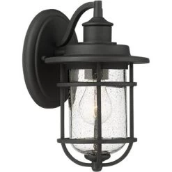 John Timberland Markham Modern Nautical Outdoor Wall Light Fixtures Set Of 2 Textured Black 10 1/2" Clear Seedy Glass For Post Exterior Barn Deck Home -John Timberland GUEST db773694 bc3e 42ef adf1 b04cda8b782d