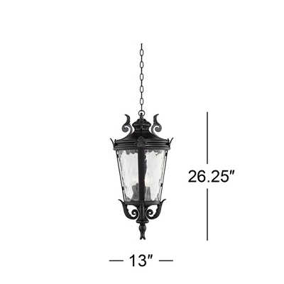 John Timberland Casa Marseille Rustic Outdoor Hanging Light Black Scroll 26 1/4" Clear Water Glass Damp Rated For Post Exterior Barn Deck House Porch 7 John Timberland Casa Marseille Rustic Outdoor Hanging Light Black Scroll 26 1/4" Clear Water Glass Damp Rated For Post Exterior Barn Deck House Porch - Image 5
