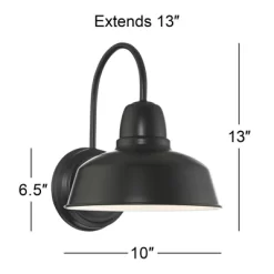 John Timberland Urban Barn Rustic Industrial Farmhouse Outdoor Wall Light Fixtures Set Of 2 Black Metal Gooseneck Arms Downlight 13" Post -John Timberland GUEST dd9bb8b5 7366 4c62 a4ed 57baa531cddb