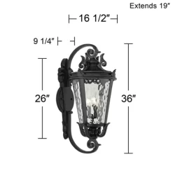John Timberland Casa Marseille Vintage Rustic Outdoor Wall Light Fixture Textured Black 36" Clear Hammered Glass For Post Exterior Barn Deck House -John Timberland GUEST de3591f8 1386 4599 b24b 73622f4dc9ab