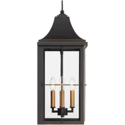 John Timberland Sunderland Rustic Mission Outdoor Wall Light Fixture Black Gold 24 3/4" Clear Glass For Post Exterior Barn Deck House Porch Yard Patio -John Timberland GUEST df712c64 c98e 4fa1 8dbc c030b9b8b980