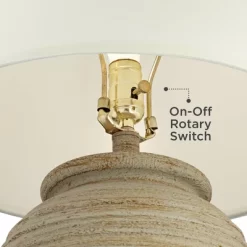 John Timberland Austin 28" Tall Jug Southwest Farmhouse Rustic Table Lamps Set Of 2 Sand Toned Ridged Finish Cream Shade Living Room Bedroom Bedside -John Timberland GUEST df741f02 bfb5 4faf b976 08eda0ab882f