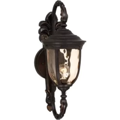 John Timberland Bellagio Vintage Rustic Outdoor Wall Light Fixture Veranda Bronze 26" Amber Hammered Glass For Post Exterior Barn Deck House Porch -John Timberland GUEST e3717b63 735b 4595 9b45 9e2a5c297edd