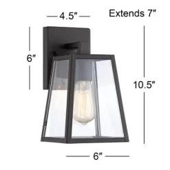 John Timberland Arrington Modern Outdoor Wall Lights Fixtures Set Of 2 Mystic Black 10 3/4" Clear Glass For Exterior Barn Deck House Porch Yard Patio -John Timberland GUEST e53b9b1f 23bd 4b1d ba37 7f9c8ad1bb7c