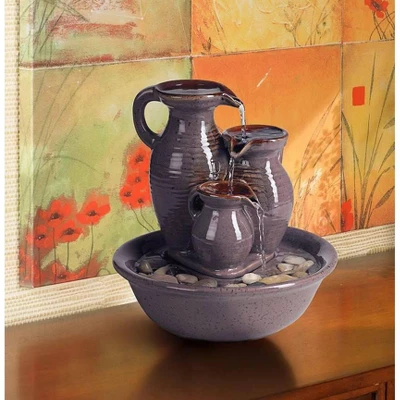 John Timberland Triple Jug Rustic Zen Cascading Indoor Tabletop Water Fountain 9" For Table Office Desk Home Bedroom House Living Room Relaxation 7 John Timberland Triple Jug Rustic Zen Cascading Indoor Tabletop Water Fountain 9" For Table Office Desk Home Bedroom House Living Room Relaxation - Image 5