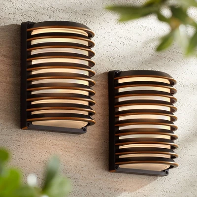 John Timberland Modern Industrial Outdoor Wall Lights Fixtures Set Of 2 Rubbed Bronze 10" Frosted Glass For Exterior House Porch 3 John Timberland Modern Industrial Outdoor Wall Lights Fixtures Set Of 2 Rubbed Bronze 10" Frosted Glass For Exterior House Porch