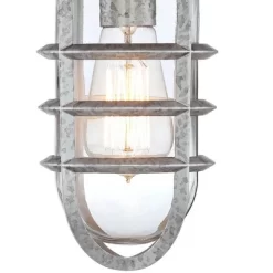 John Timberland Marlowe Industrial Outdoor Wall Light Fixture Galvanized Cage 13 1/4" Clear Glass For Post Exterior Barn Deck House Porch Yard Patio -John Timberland GUEST e99ff882 a039 40ee a108 764aaea4b61a