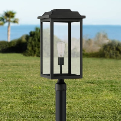 John Timberland Eastcrest Modern Outdoor Post Light Textured Black 22 1/2" Clear Glass Panels For Exterior Barn Deck House Porch Yard Patio Outside 3 John Timberland Eastcrest Modern Outdoor Post Light Textured Black 22 1/2" Clear Glass Panels For Exterior Barn Deck House Porch Yard Patio Outside