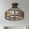 John Timberland Natural Mica Rustic Ceiling Light Semi Flush Mount Fixture 15" Wide Deep Walnut Scroll 3-Light Drum Shade For Bedroom Living Room Home -John Timberland GUEST eaf298ec 0c7a 4bab 8b15 5edb6b39e5a8